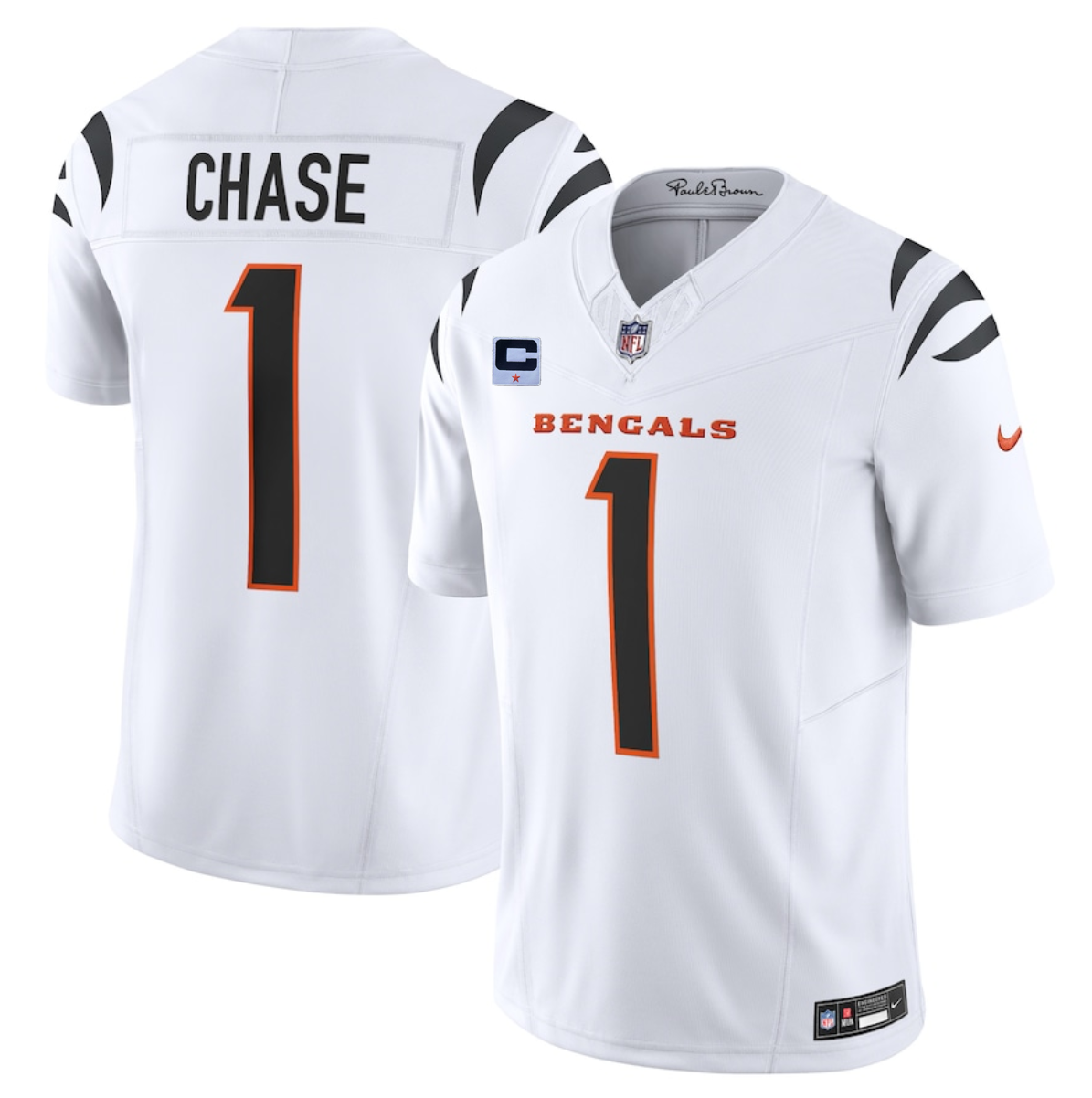 Men's Cincinnati Bengals #1 Ja'Marr Chase White 2025 F.U.S.E. With 1-Star C Patch Vapor Untouchable Limited Stitched Football Jersey Men's Cincinnati Bengals #1 Ja'Marr Chase White 2025 F.U.S.E. With 1-Star C Patch Vapor Untouchable Limited Stitched Football Jersey