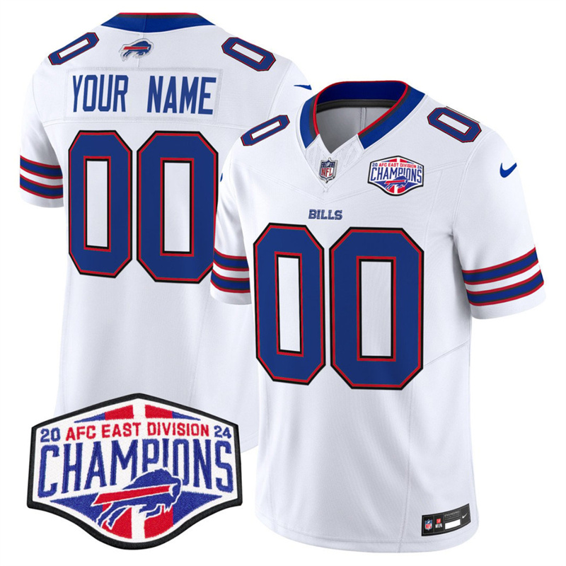 Men's Buffalo Bills ACTIVE PLAYER Custom White F.U.S.E. 2024 AFC East Division Champions Vapor Limited Stitched Football Jersey Men's Buffalo Bills ACTIVE PLAYER Custom White F.U.S.E. 2024 AFC East Division Champions Vapor Limited Stitched Football Jersey