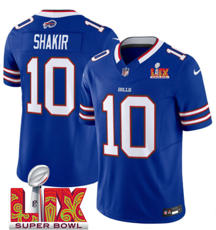 Men's Buffalo Bills #10 Khalil Shakir Royal F.U.S.E. 24/25 Super Bowl LIX Vapor Untouchable Limited Stitched Football Jersey