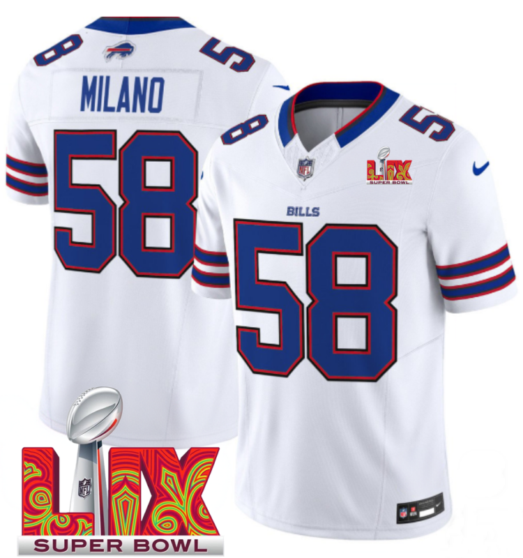 Men's Buffalo Bills #58 Matt Milano White F.U.S.E. 24/25 Super Bowl LIX Vapor Untouchable Limited Stitched Football Jersey Men's Buffalo Bills #58 Matt Milano White F.U.S.E. 24/25 Super Bowl LIX Vapor Untouchable Limited Stitched Football Jersey