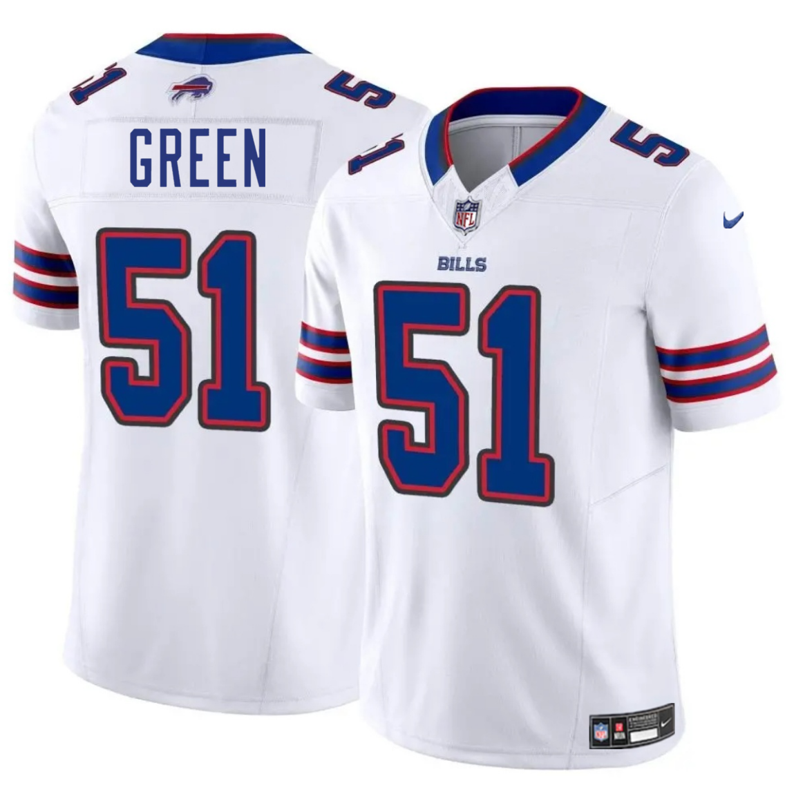 Men's Buffalo Bills #51 Kendrick Green White 2025 F.U.S.E. Vapor Untouchable Limited Stitched Football Jersey Men's Buffalo Bills #51 Kendrick Green White 2025 F.U.S.E. Vapor Untouchable Limited Stitched Football Jersey