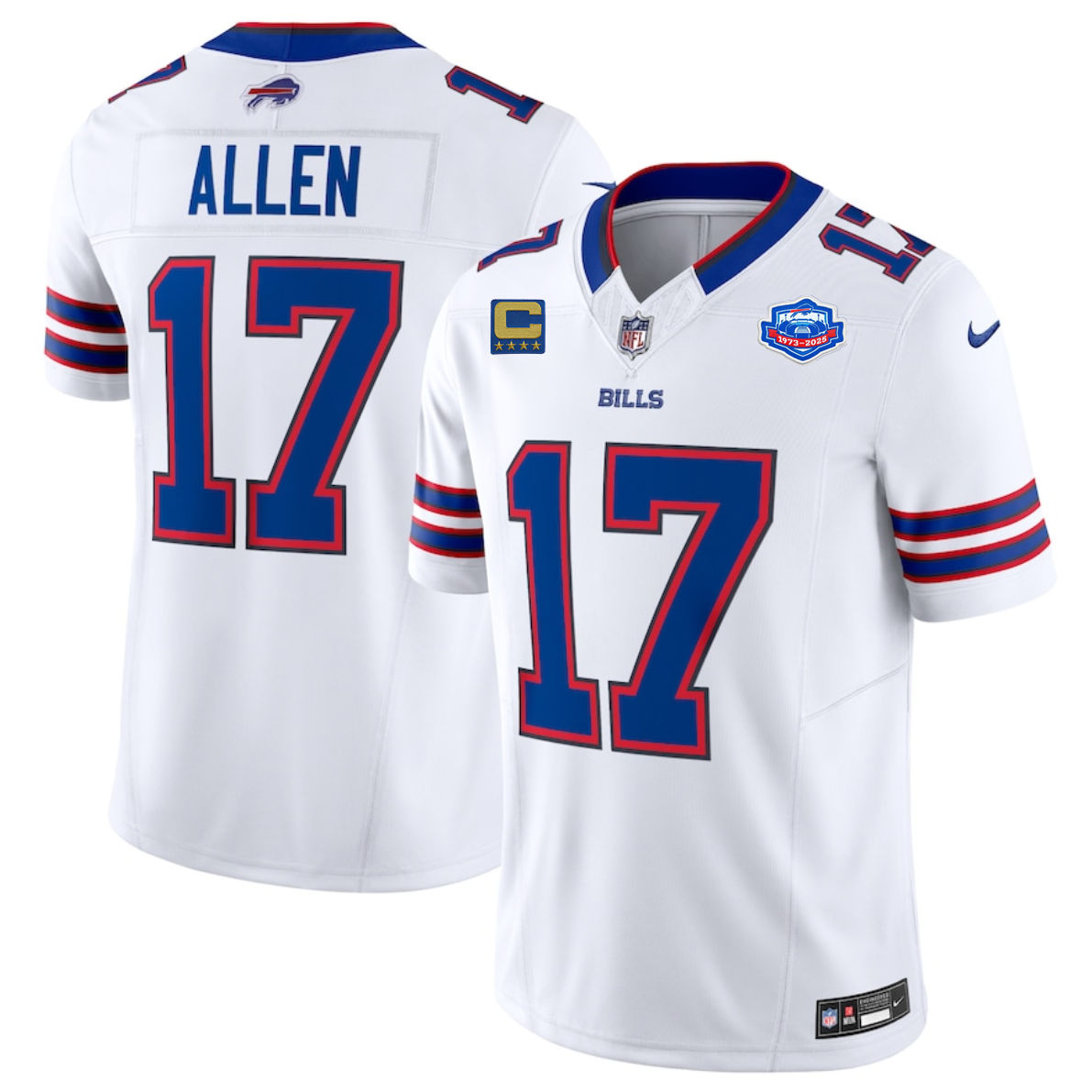 Men's Buffalo Bills #17 Josh Allen White 2025 F.U.S.E. With Farewell Patch And 4-Star C Patch Vapor Untouchable Limited Stitched Football Jersey