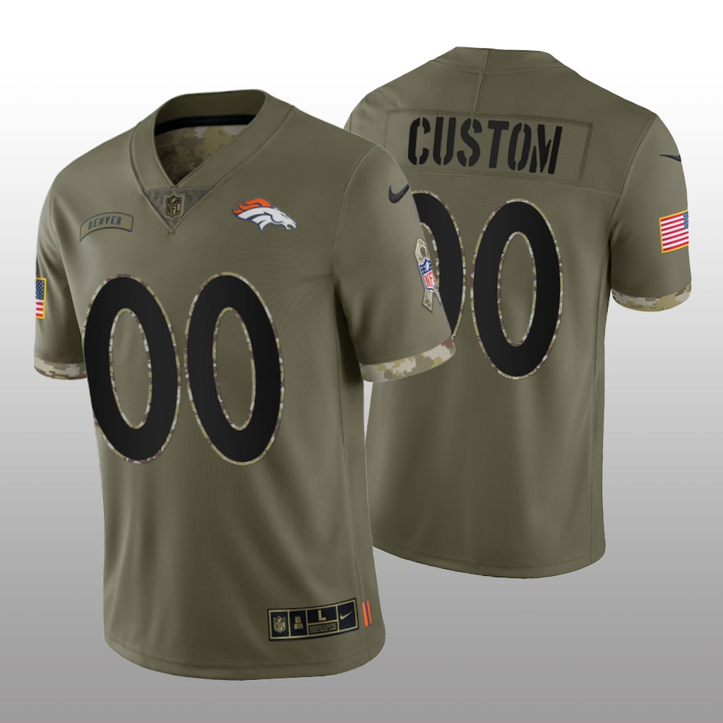 Men's Denver Broncos ACTIVE PLAYER Custom Olive 2022 Salute To Service Limited Stitched Jersey Men's Denver Broncos ACTIVE PLAYER Custom Olive 2022 Salute To Service Limited Stitched Jersey