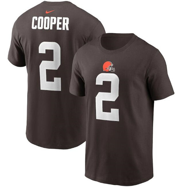 Men's Cleveland Browns #2 Amari Cooper 2022 Brown Name & Number T-Shirt Men's Cleveland Browns #2 Amari Cooper 2022 Brown Name & Number T-Shirt