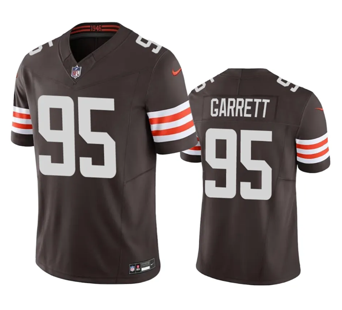 Men's Cleveland Browns #95 Myles Garrett Brown 2023 F.U.S.E. Vapor Untouchable Limited Stitched Jersey Men's Cleveland Browns #95 Myles Garrett Brown 2023 F.U.S.E. Vapor Untouchable Limited Stitched Jersey