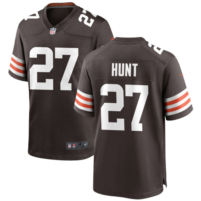 Men's Cleveland Browns #27 Kareem Hunt Brown Stitched Game Jersey Men's Cleveland Browns #27 Kareem Hunt Brown Stitched Game Jersey