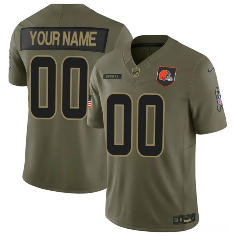 Men's Cleveland Browns Active Player Custom Olive 2025 F.U.S.E. Salute to Service Limited Stitched Football Jersey Men's Cleveland Browns Active Player Custom Olive 2025 F.U.S.E. Salute to Service Limited Stitched Football Jersey
