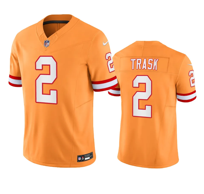 Men's Tampa Bay Buccaneers #2 Kyle Trask Orange 2023 F.U.S.E. Throwback Limited Stitched Jersey Men's Tampa Bay Buccaneers #2 Kyle Trask Orange 2023 F.U.S.E. Throwback Limited Stitched Jersey