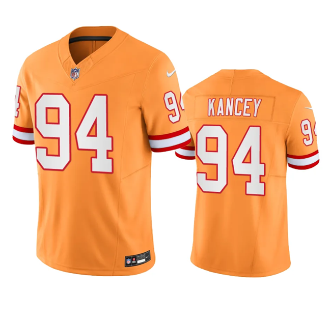Men's Tampa Bay Buccaneers #94 Calijah Kancey Orange 2023 F.U.S.E. Throwback Limited Stitched Jersey Men's Tampa Bay Buccaneers #94 Calijah Kancey Orange 2023 F.U.S.E. Throwback Limited Stitched Jersey