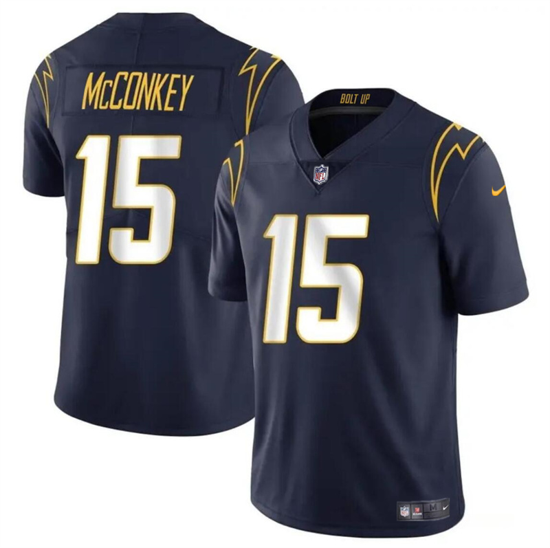Men's Los Angeles Chargers #15 Ladd McConkey Navy 2024 Draft Vapor Limited Stitched Football Jersey Men's Los Angeles Chargers #15 Ladd McConkey Navy 2024 Draft Vapor Limited Stitched Football Jersey