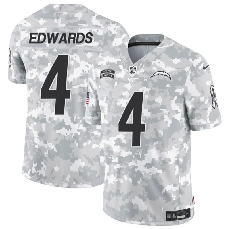 Men's Los Angeles Chargers #4 Gus Edwards 2024 F.U.S.E Arctic Camo Salute to Service Limited Stitched Football Jersey Men's Los Angeles Chargers #4 Gus Edwards 2024 F.U.S.E Arctic Camo Salute to Service Limited Stitched Football Jersey