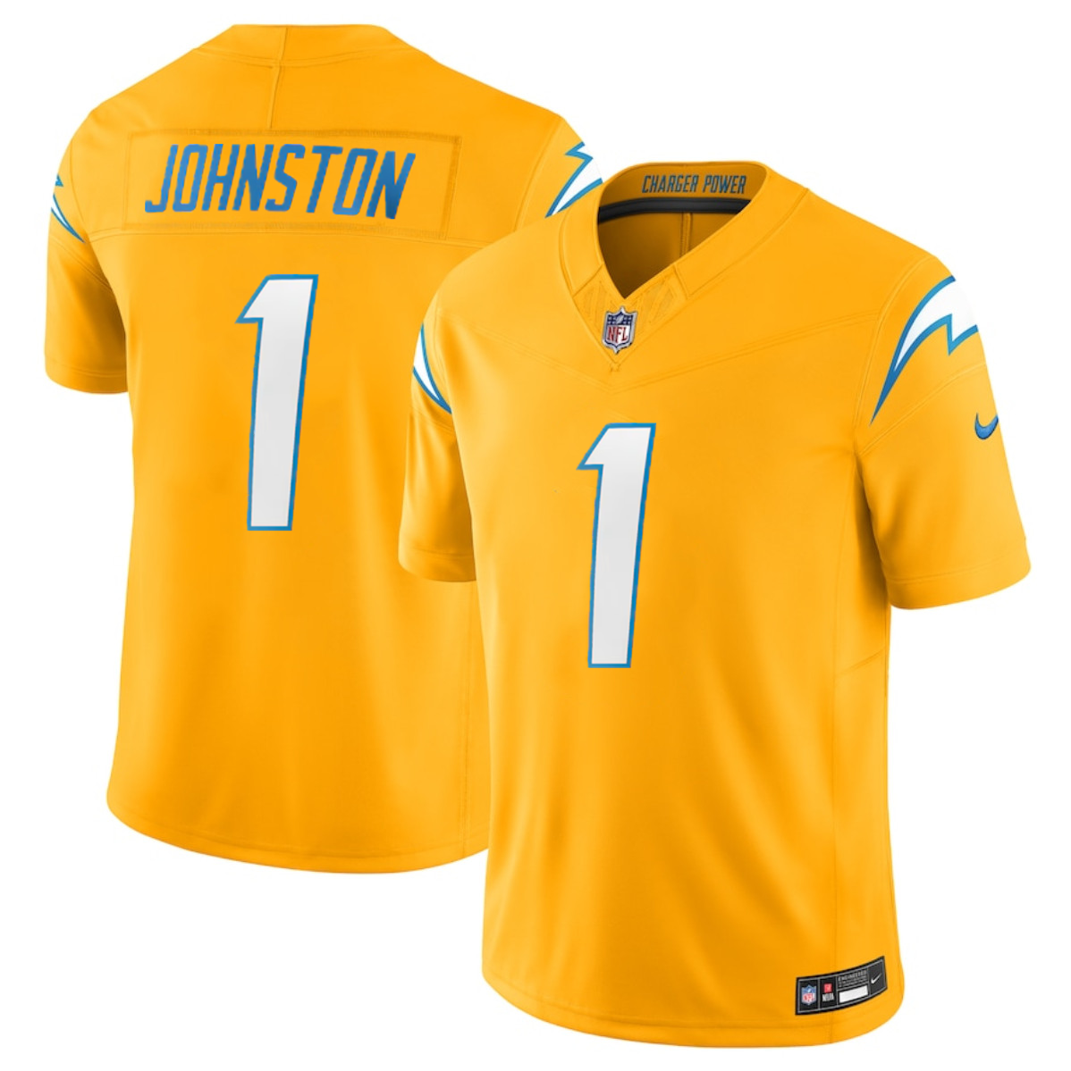 Men's Los Angeles Chargers #1 Quentin Johnston Gold 2025 F.U.S.E. Alternate Vapor Limited Stitched Football Jersey Men's Los Angeles Chargers #1 Quentin Johnston Gold 2025 F.U.S.E. Alternate Vapor Limited Stitched Football Jersey