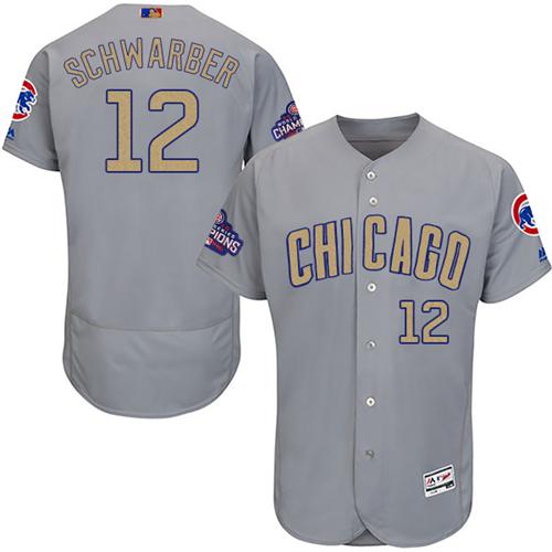 Cubs #12 Kyle Schwarber Grey Flexbase Authentic 2017 Gold Program Stitched MLB Jersey Cubs #12 Kyle Schwarber Grey Flexbase Authentic 2017 Gold Program Stitched MLB Jersey