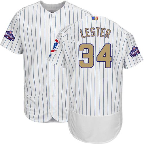 Cubs #34 Jon Lester White(Blue Strip) Flexbase Authentic 2017 Gold Program Stitched MLB Jersey Cubs #34 Jon Lester White(Blue Strip) Flexbase Authentic 2017 Gold Program Stitched MLB Jersey