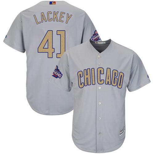 Cubs #41 John Lackey Grey 2017 Gold Program Cool Base Stitched MLB Jersey Cubs #41 John Lackey Grey 2017 Gold Program Cool Base Stitched MLB Jersey