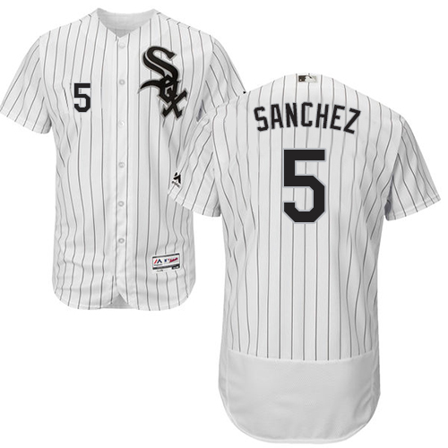 White Sox #5 Yolmer Sanchez White(Black Strip) Flexbase Authentic Collection Stitched MLB Jersey White Sox #5 Yolmer Sanchez White(Black Strip) Flexbase Authentic Collection Stitched MLB Jersey