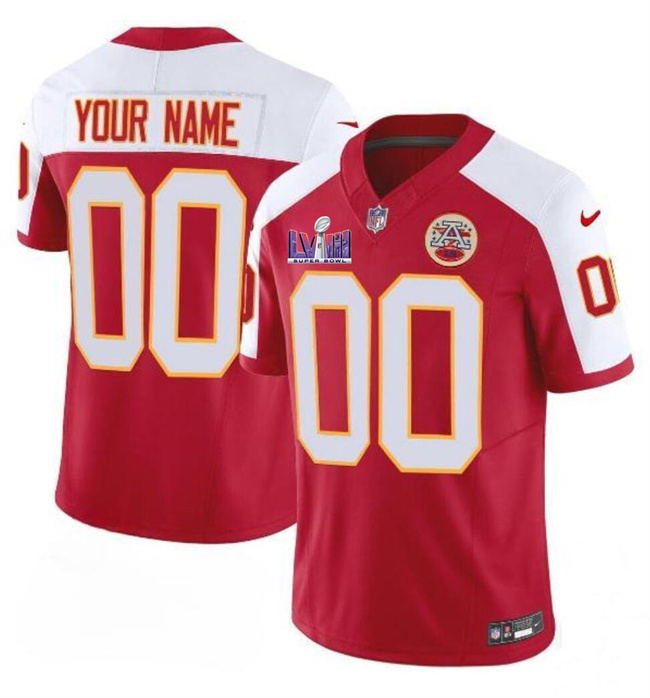 Men’s Kansas City Chiefs Active Player Custom Red/White F.U.S.E. Super Bowl LVIII Patch Vapor Untouchable Limited Stitched Football Jersey Men’s Kansas City Chiefs Active Player Custom Red/White F.U.S.E. Super Bowl LVIII Patch Vapor Untouchable Limited Stitched Football Jersey