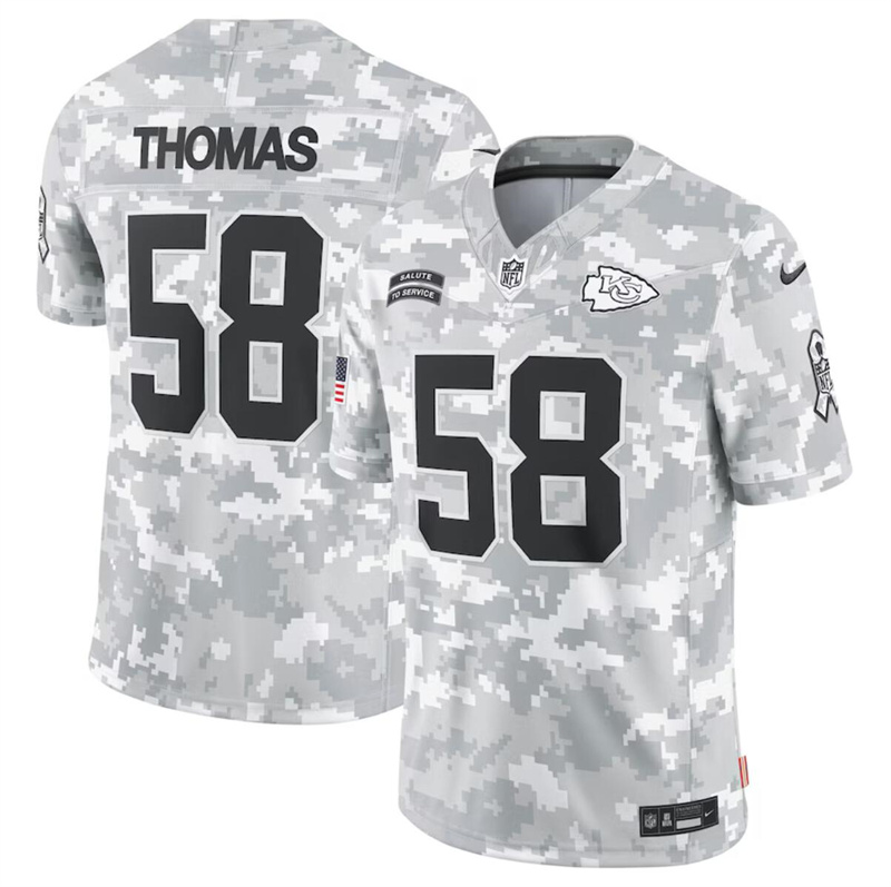 Men's Kansas City Chiefs #58 Derrick Thomas 2024 F.U.S.E Arctic Camo Salute to Service Limited Stitched Football Jersey Men's Kansas City Chiefs #58 Derrick Thomas 2024 F.U.S.E Arctic Camo Salute to Service Limited Stitched Football Jersey