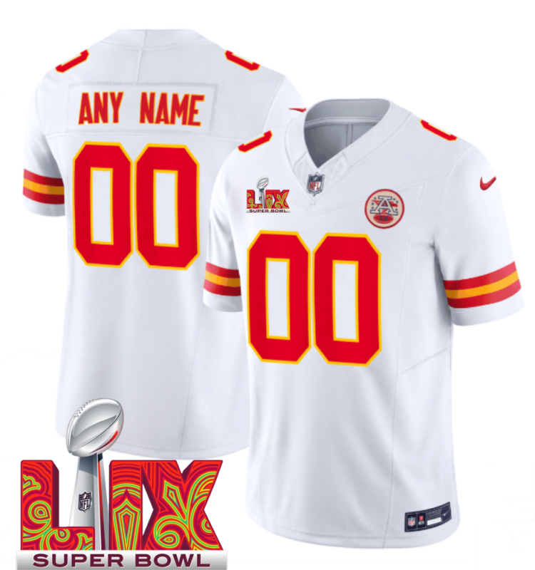 Men's Kansas City Chiefs Active Player Custom White F.U.S.E. 24/25 Super Bowl LIX Vapor Untouchable Limited Stitched Football Jersey Men's Kansas City Chiefs Active Player Custom White F.U.S.E. 24/25 Super Bowl LIX Vapor Untouchable Limited Stitched Football Jersey
