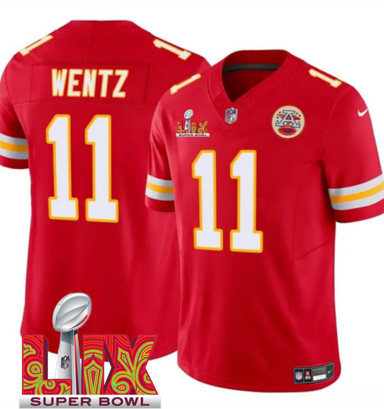 Men's Kansas City Chiefs #11 Carson Wentz Red F.U.S.E. 24/25 Super Bowl LIX Vapor Untouchable Limited Stitched Football Jersey Men's Kansas City Chiefs #11 Carson Wentz Red F.U.S.E. 24/25 Super Bowl LIX Vapor Untouchable Limited Stitched Football Jersey