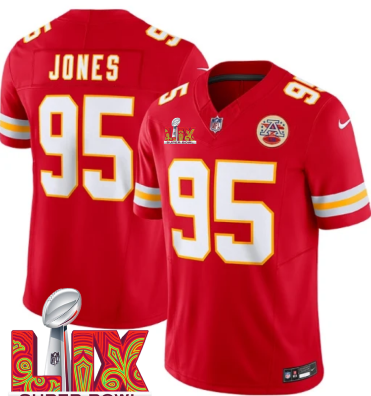 Men's Kansas City Chiefs #95 Chris Jones Red F.U.S.E. 24/25 Super Bowl LIX Vapor Untouchable Limited Stitched Football Jersey Men's Kansas City Chiefs #95 Chris Jones Red F.U.S.E. 24/25 Super Bowl LIX Vapor Untouchable Limited Stitched Football Jersey