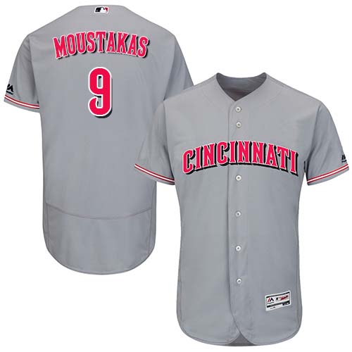 Reds #9 Mike Moustakas Grey Flexbase Authentic Collection Stitched MLB Jersey Reds #9 Mike Moustakas Grey Flexbase Authentic Collection Stitched MLB Jersey