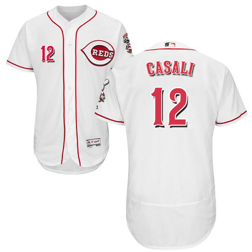 Reds #12 Curt Casali White Flexbase Authentic Collection Stitched MLB Jersey Reds #12 Curt Casali White Flexbase Authentic Collection Stitched MLB Jersey