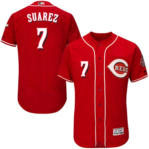 Reds #7 Eugenio Suarez Red Flexbase Authentic Collection Stitched MLB Jersey Reds #7 Eugenio Suarez Red Flexbase Authentic Collection Stitched MLB Jersey
