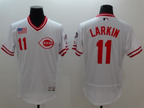Reds #11 Barry Larkin White Flexbase Authentic Collection Cooperstown Stitched MLB Jersey Reds #11 Barry Larkin White Flexbase Authentic Collection Cooperstown Stitched MLB Jersey