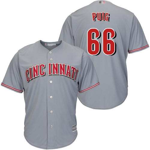 Reds #66 Yasiel Puig Grey New Cool Base Stitched MLB Jersey Reds #66 Yasiel Puig Grey New Cool Base Stitched MLB Jersey