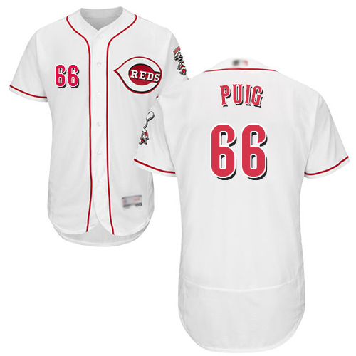 Reds #66 Yasiel Puig White Flexbase Authentic Collection Stitched MLB Jersey Reds #66 Yasiel Puig White Flexbase Authentic Collection Stitched MLB Jersey