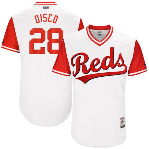 Reds #28 Anthony DeSclafani White "Disco" Players Weekend Authentic Stitched MLB Jersey Reds #28 Anthony DeSclafani White "Disco" Players Weekend Authentic Stitched MLB Jersey