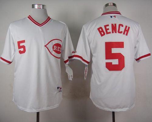 Reds #5 Johnny Bench White 1990 Turn Back The Clock Stitched MLB Jersey Reds #5 Johnny Bench White 1990 Turn Back The Clock Stitched MLB Jersey