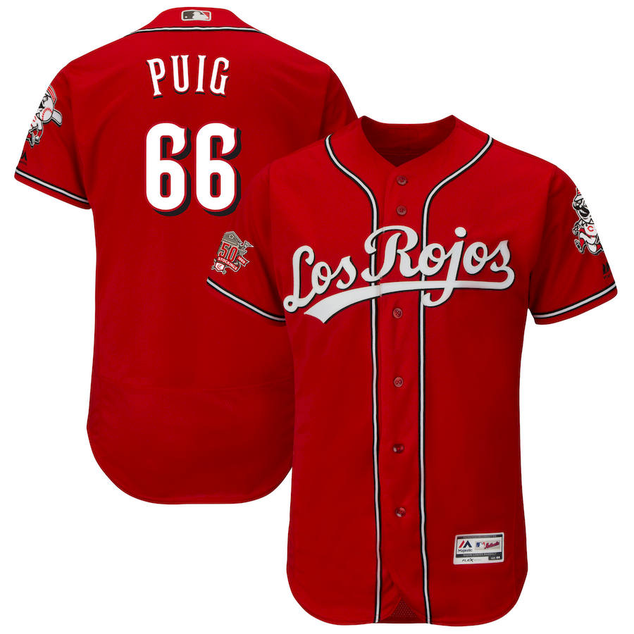 Cincinnati Reds #66 Yasiel Puig Majestic Alternate Authentic Collection Flex Base Player Jersey Scarlet Cincinnati Reds #66 Yasiel Puig Majestic Alternate Authentic Collection Flex Base Player Jersey Scarlet