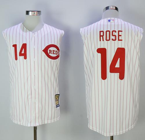 Mitchell And Ness 2000 Reds #14 Pete Rose White Strip Throwback Stitched MLB Jersey Mitchell And Ness 2000 Reds #14 Pete Rose White Strip Throwback Stitched MLB Jersey