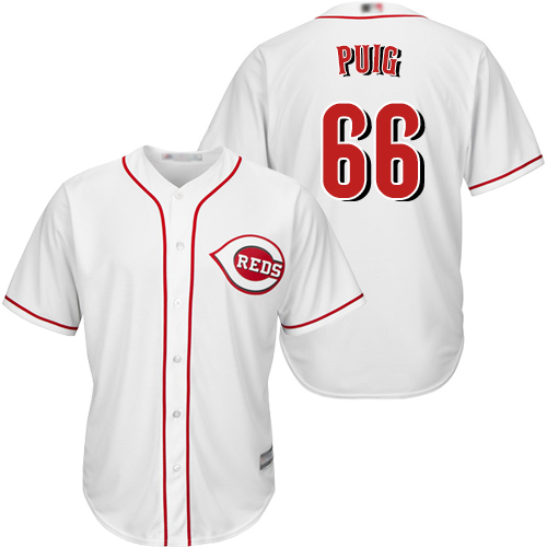 Reds #66 Yasiel Puig White New Cool Base Stitched MLB Jersey Reds #66 Yasiel Puig White New Cool Base Stitched MLB Jersey