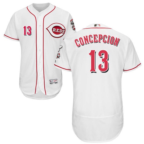 Reds #13 Dave Concepcion White Flexbase Authentic Collection Stitched MLB Jersey Reds #13 Dave Concepcion White Flexbase Authentic Collection Stitched MLB Jersey