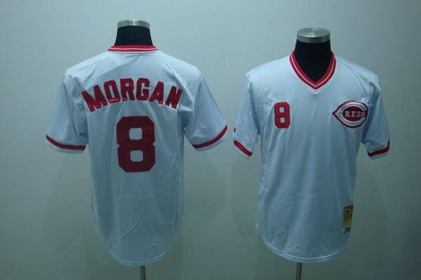 Mitchell and Ness Reds #8 Joe Morgan Stitched White Throwback MLB Jersey Mitchell and Ness Reds #8 Joe Morgan Stitched White Throwback MLB Jersey