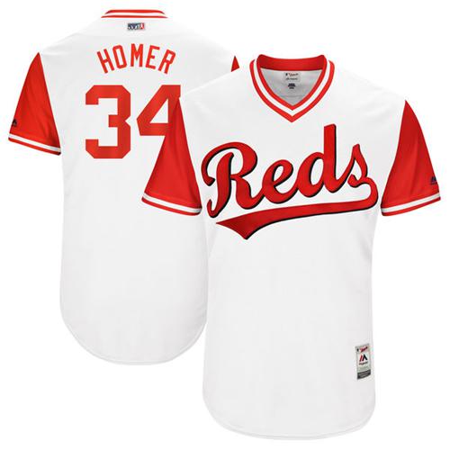 Reds #34 Homer Bailey White "Homer" Players Weekend Authentic Stitched MLB Jersey Reds #34 Homer Bailey White "Homer" Players Weekend Authentic Stitched MLB Jersey