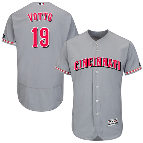Reds #19 Joey Votto Grey Flexbase Authentic Collection Stitched MLB Jersey Reds #19 Joey Votto Grey Flexbase Authentic Collection Stitched MLB Jersey