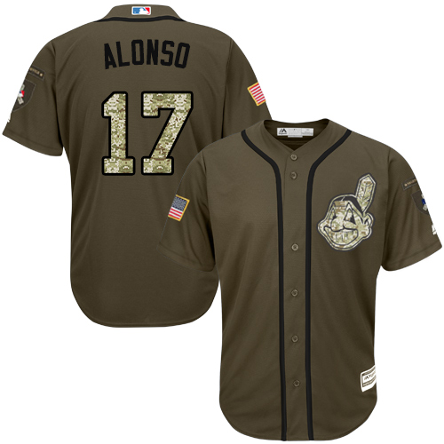 Indians #17 Yonder Alonso Green Salute to Service Stitched MLB Jersey Indians #17 Yonder Alonso Green Salute to Service Stitched MLB Jersey