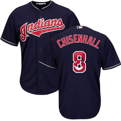 Indians #8 Lonnie Chisenhall Navy Blue Team Logo Fashion Stitched MLB Jersey Indians #8 Lonnie Chisenhall Navy Blue Team Logo Fashion Stitched MLB Jersey