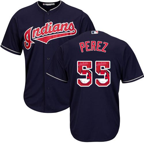 Indians #55 Roberto Perez Navy Blue Team Logo Fashion Stitched MLB Jersey Indians #55 Roberto Perez Navy Blue Team Logo Fashion Stitched MLB Jersey