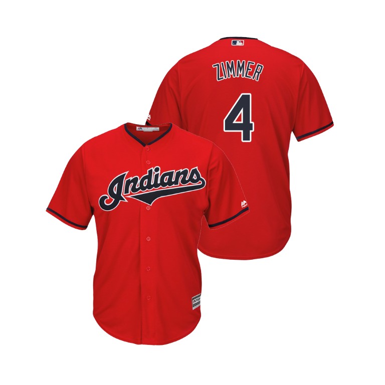Indians #4 Bradley Zimmer Scarlet Alternate 2019 Cool Base Stitched MLB Jersey Indians #4 Bradley Zimmer Scarlet Alternate 2019 Cool Base Stitched MLB Jersey