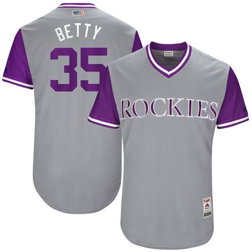 Rockies #35 Chad Bettis Gray "Betty" Players Weekend Authentic Stitched MLB Jersey Rockies #35 Chad Bettis Gray "Betty" Players Weekend Authentic Stitched MLB Jersey