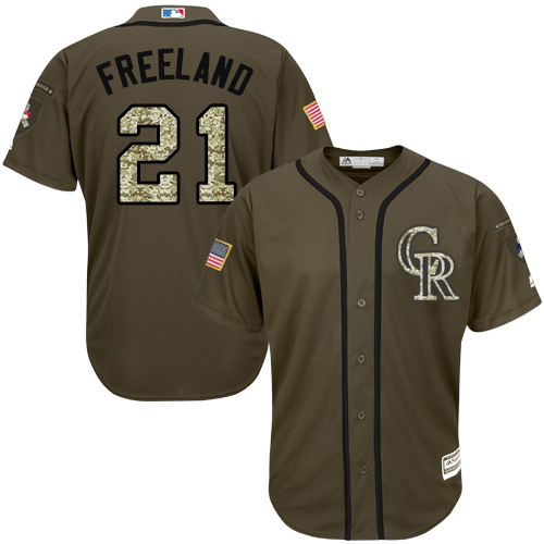 Rockies #21 Kyle Freeland Green Salute to Service Stitched MLB Jersey Rockies #21 Kyle Freeland Green Salute to Service Stitched MLB Jersey