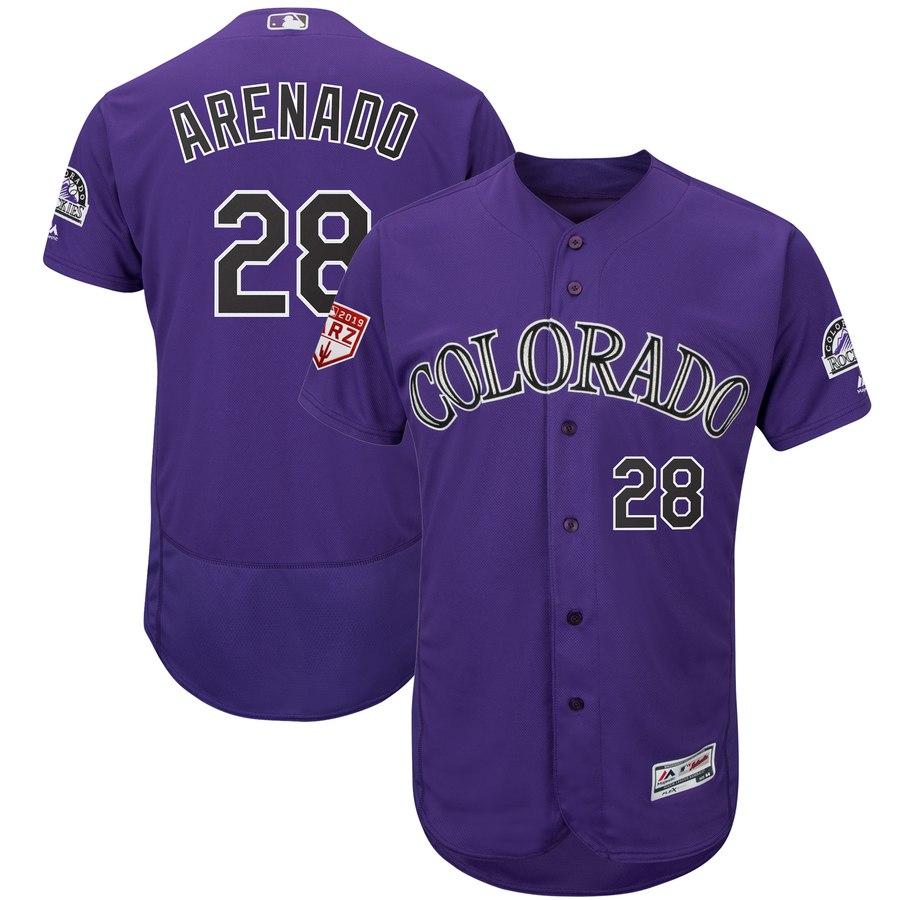 Rockies #28 Nolan Arenado Purple 2019 Spring Training Flex Base Stitched MLB Jersey Rockies #28 Nolan Arenado Purple 2019 Spring Training Flex Base Stitched MLB Jersey