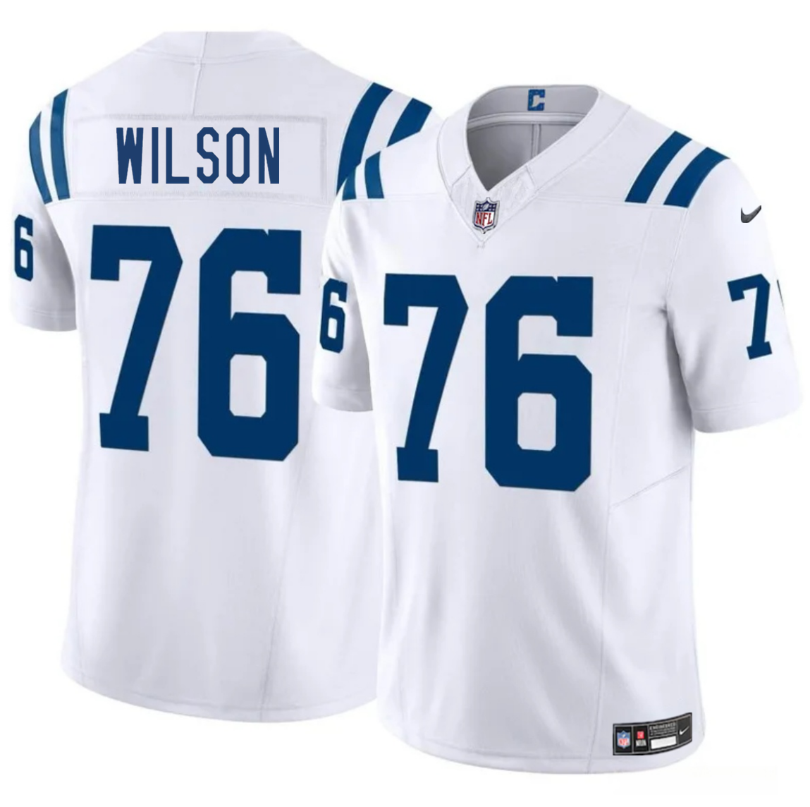 Men's Indianapolis Colts #76 Jack Wilson White 2025 F.U.S.E. Vapor Limited Stitched Football Jersey Men's Indianapolis Colts #76 Jack Wilson White 2025 F.U.S.E. Vapor Limited Stitched Football Jersey