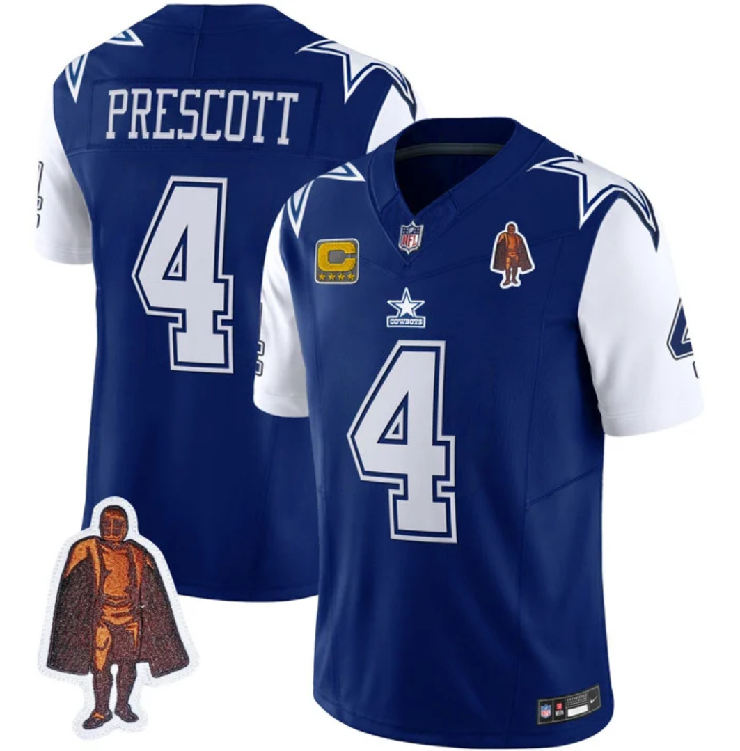 Men's Dallas Cowboys #4 Dak Prescott Navy 2023 F.U.S.E. With Walter Payton Patch And 4-star C Patch Vapor Limited Stitched Football Jersey Men's Dallas Cowboys #4 Dak Prescott Navy 2023 F.U.S.E. With Walter Payton Patch And 4-star C Patch Vapor Limited Stitched Football Jersey