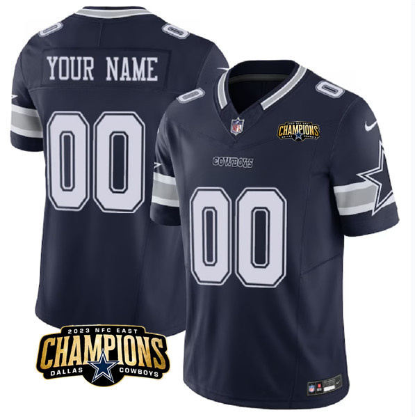 Men's Dallas Cowboys Active Player Custom Navy 2023 F.U.S.E. NFC East Champions Patch Stitched Football Jersey Men's Dallas Cowboys Active Player Custom Navy 2023 F.U.S.E. NFC East Champions Patch Stitched Football Jersey